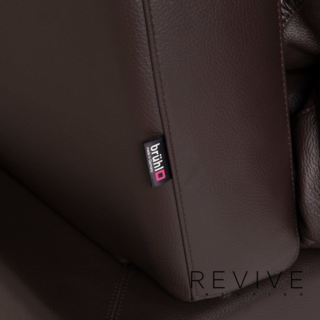 Brühl Moule Leder Sofa Braun Ecksofa Dunkelbraun inkl. Hocker Funktion #14934