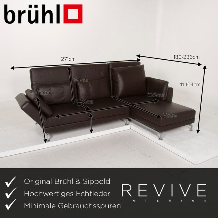 Brühl Moule Leder Sofa Braun Ecksofa Dunkelbraun inkl. Hocker Funktion #14934