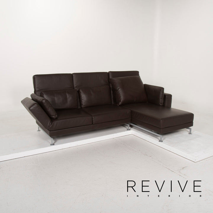 Brühl Moule Leder Sofa Braun Ecksofa Dunkelbraun inkl. Hocker Funktion #14934