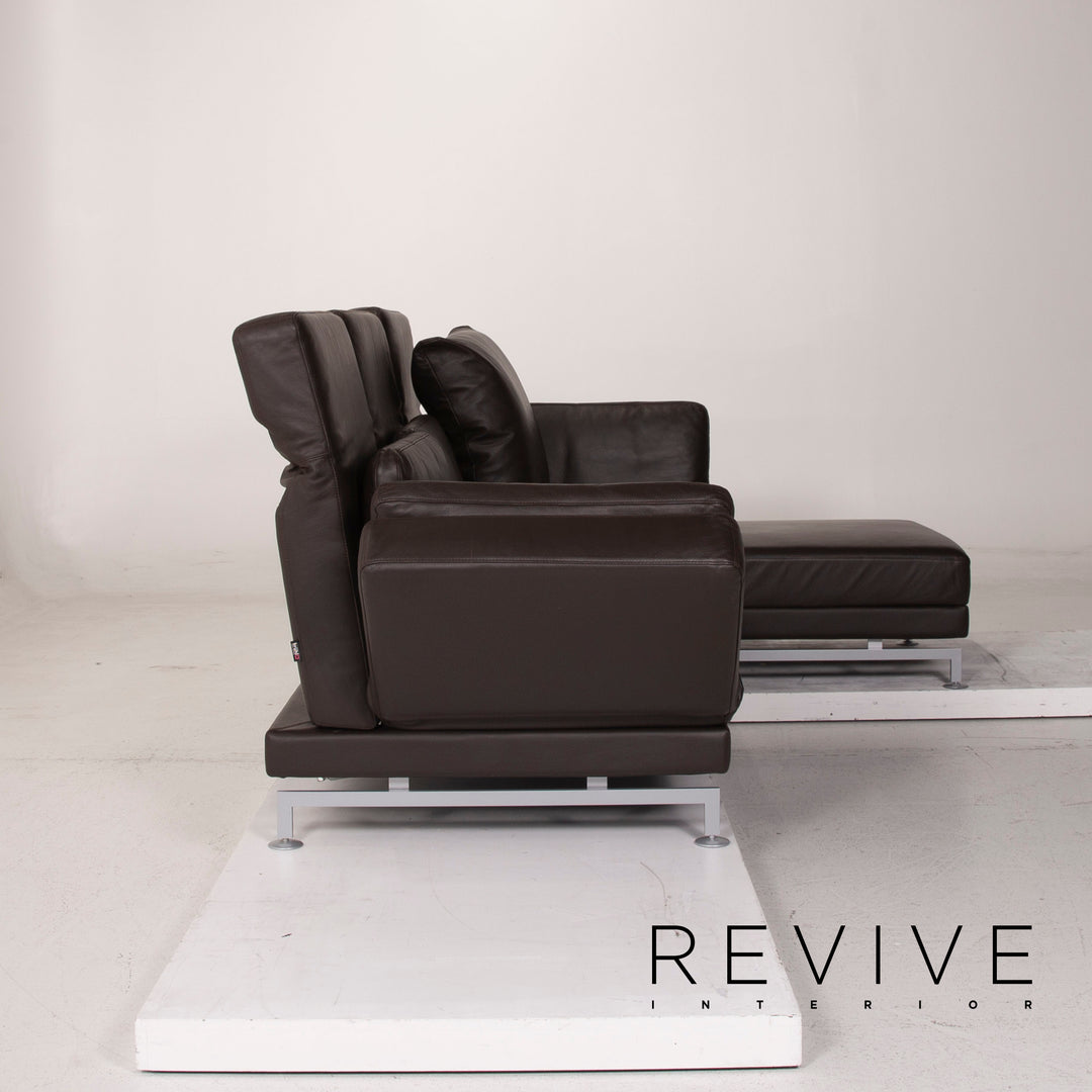 Brühl Moule Leder Sofa Braun Ecksofa Dunkelbraun inkl. Hocker Funktion #14934