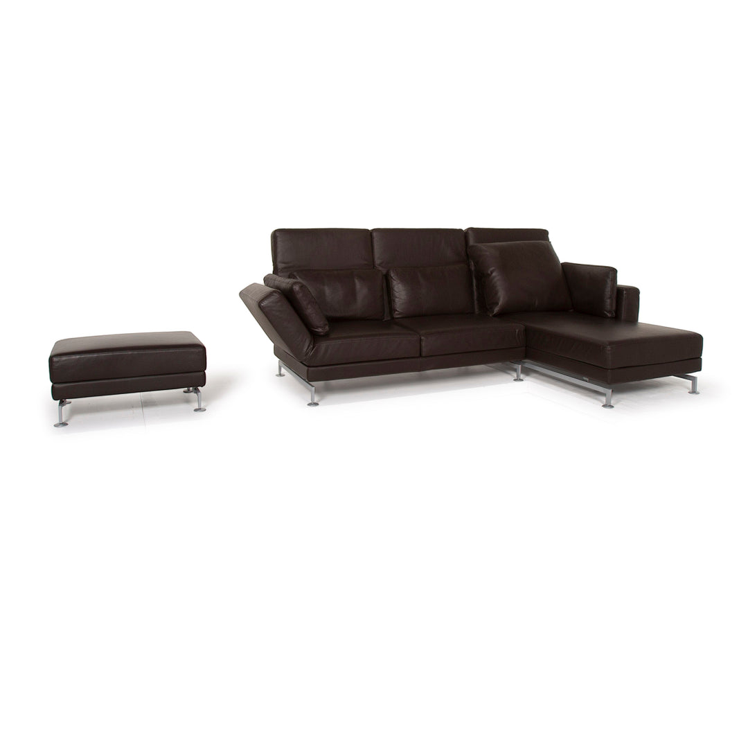 Brühl Moule Leder Sofa Braun Ecksofa Dunkelbraun inkl. Hocker Funktion #14934