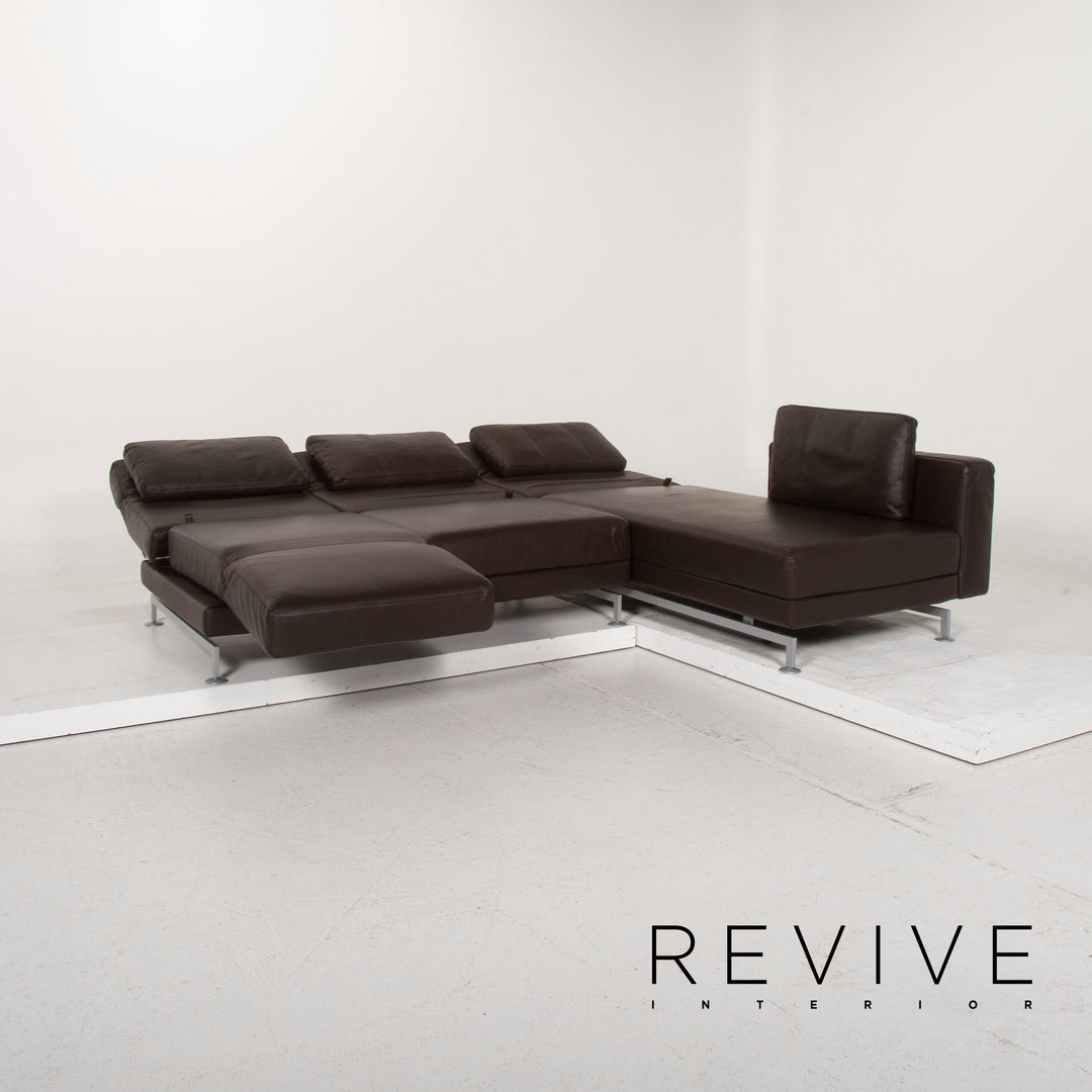 Brühl Moule Leder Sofa Braun Ecksofa Dunkelbraun inkl. Hocker Funktion #14934