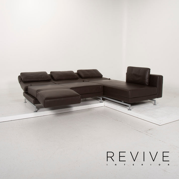 Brühl Moule Leder Sofa Braun Ecksofa Dunkelbraun inkl. Hocker Funktion #14934