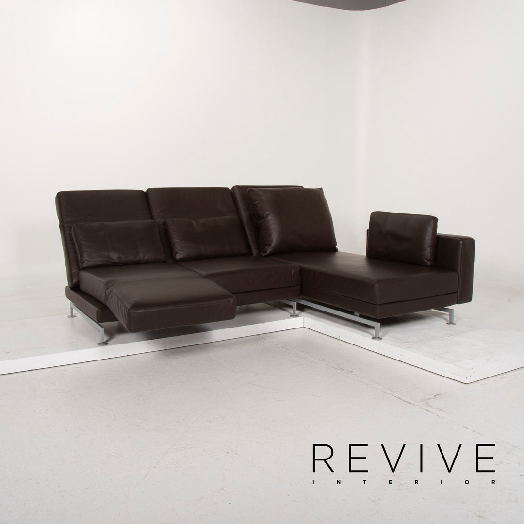 Brühl Moule Leder Sofa Braun Ecksofa Dunkelbraun inkl. Hocker Funktion #14934