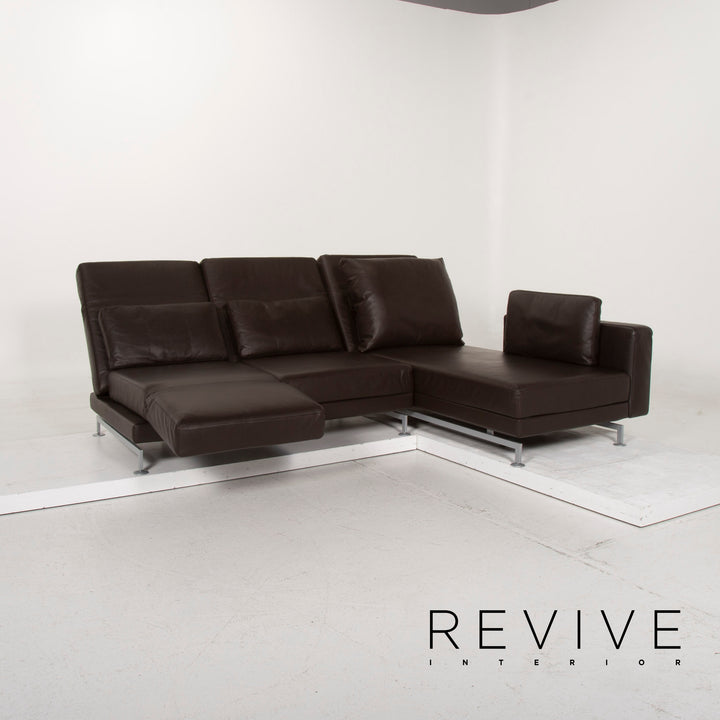 Brühl Moule Leder Sofa Braun Ecksofa Dunkelbraun inkl. Hocker Funktion #14934