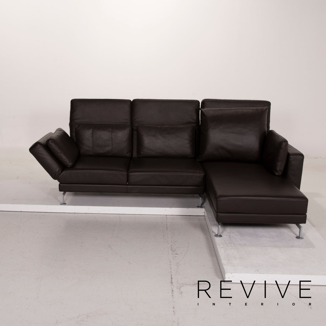 Brühl Moule Leder Sofa Braun Ecksofa Dunkelbraun inkl. Hocker Funktion #14934