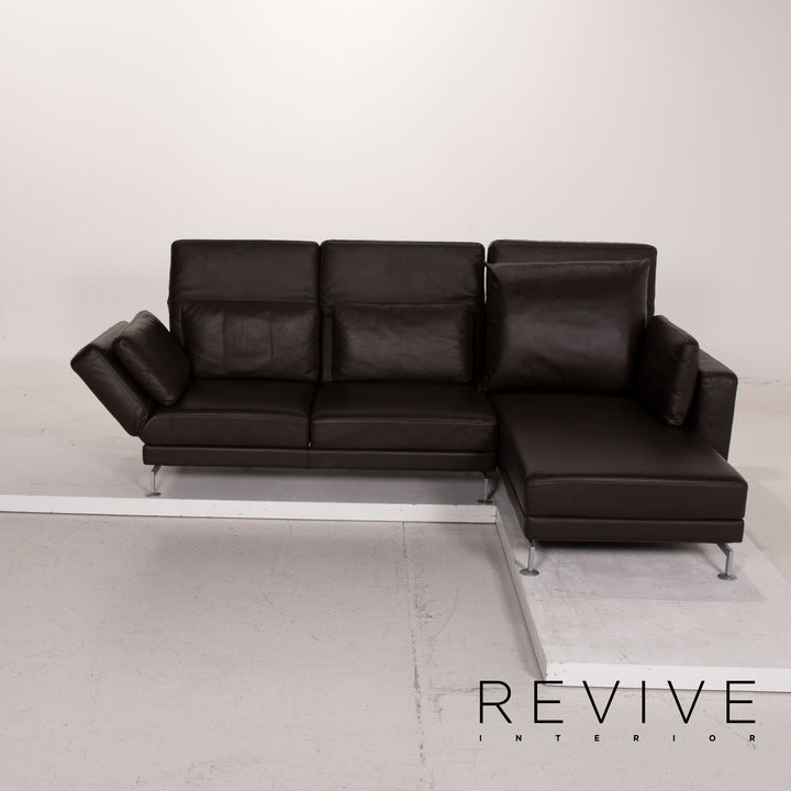 Brühl Moule Leder Sofa Braun Ecksofa Dunkelbraun inkl. Hocker Funktion #14934
