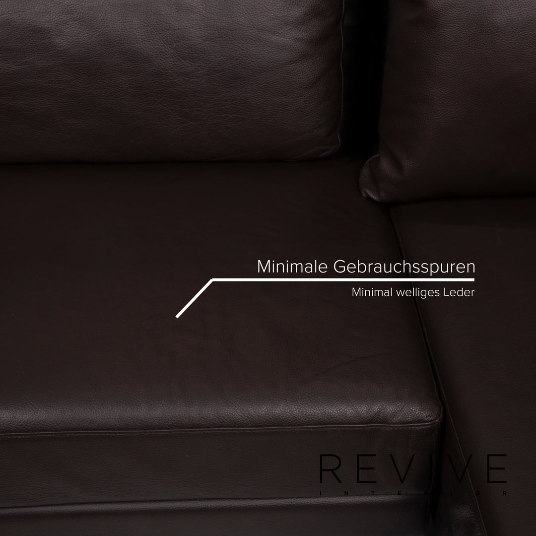 Brühl Moule Leder Sofa Braun Ecksofa Dunkelbraun inkl. Hocker Funktion #14934