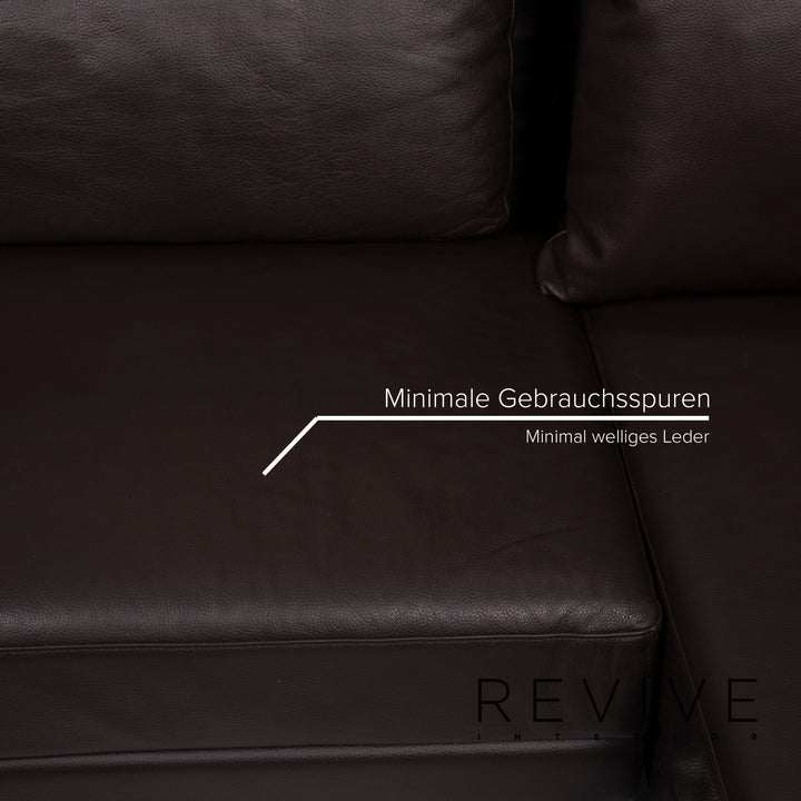 Brühl Moule Leder Sofa Braun Ecksofa Dunkelbraun inkl. Hocker Funktion #14934