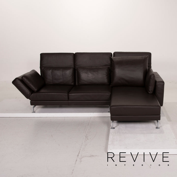 Brühl Moule Leder Sofa Braun Ecksofa Dunkelbraun inkl. Hocker Funktion #14934