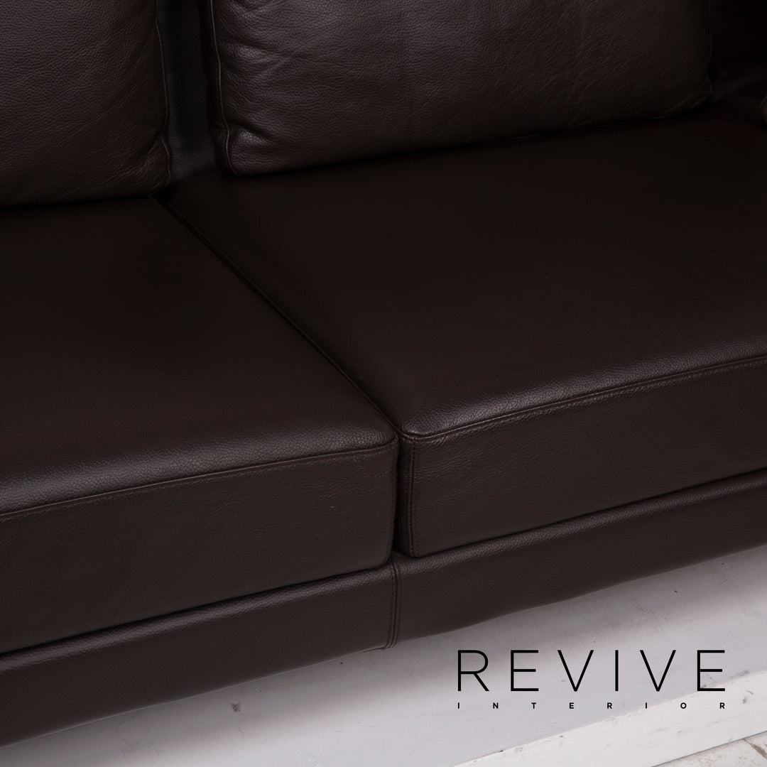 Brühl Moule Leder Sofa Braun Ecksofa Dunkelbraun inkl. Hocker Funktion #14934