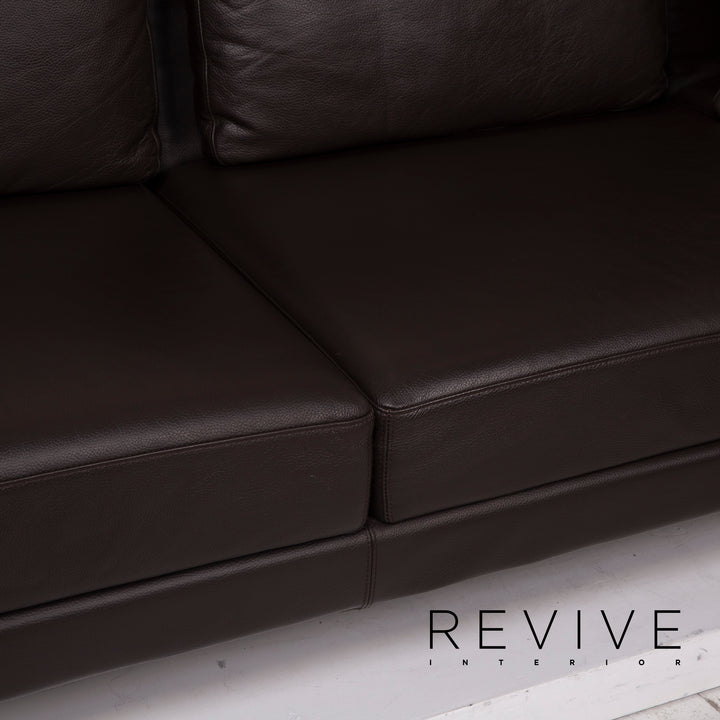 Brühl Moule Leder Sofa Braun Ecksofa Dunkelbraun inkl. Hocker Funktion #14934