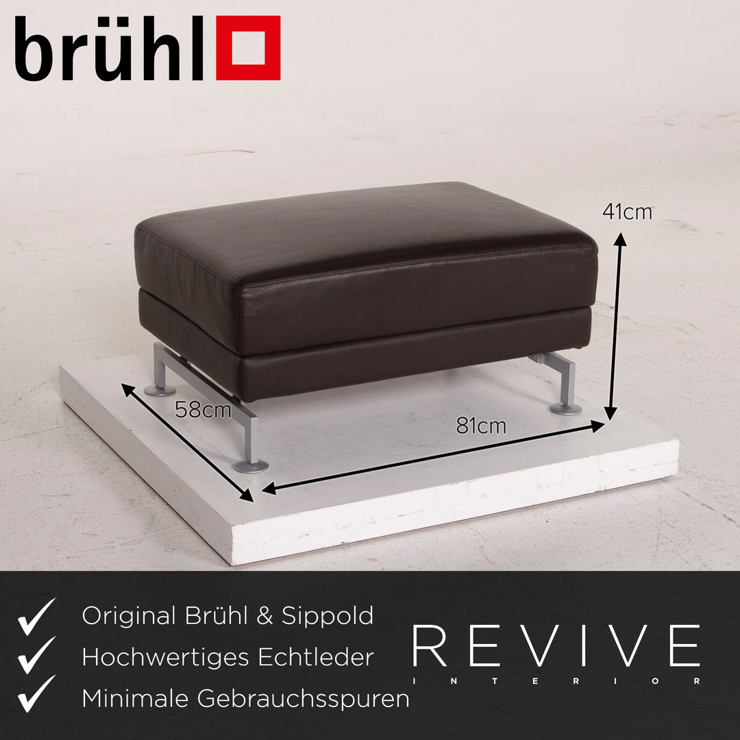 Brühl Moule Leder Sofa Braun Ecksofa Dunkelbraun inkl. Hocker Funktion #14934
