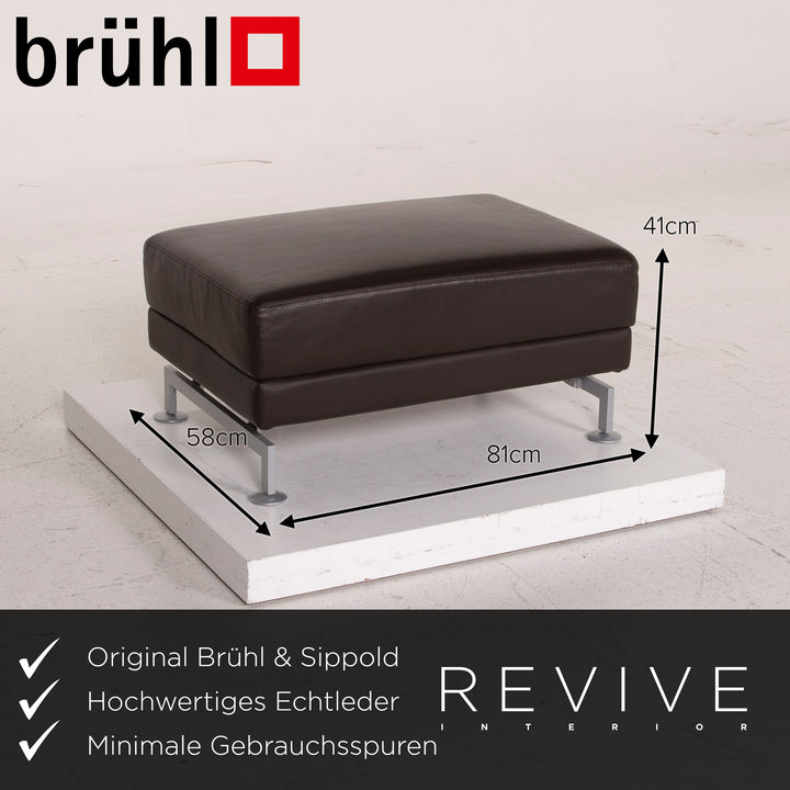Brühl Moule Leder Sofa Braun Ecksofa Dunkelbraun inkl. Hocker Funktion #14934