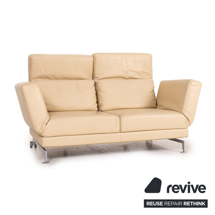 Brühl Moule Leder Sofa Creme Zweisitzer Funktion Relaxfunktion Couch