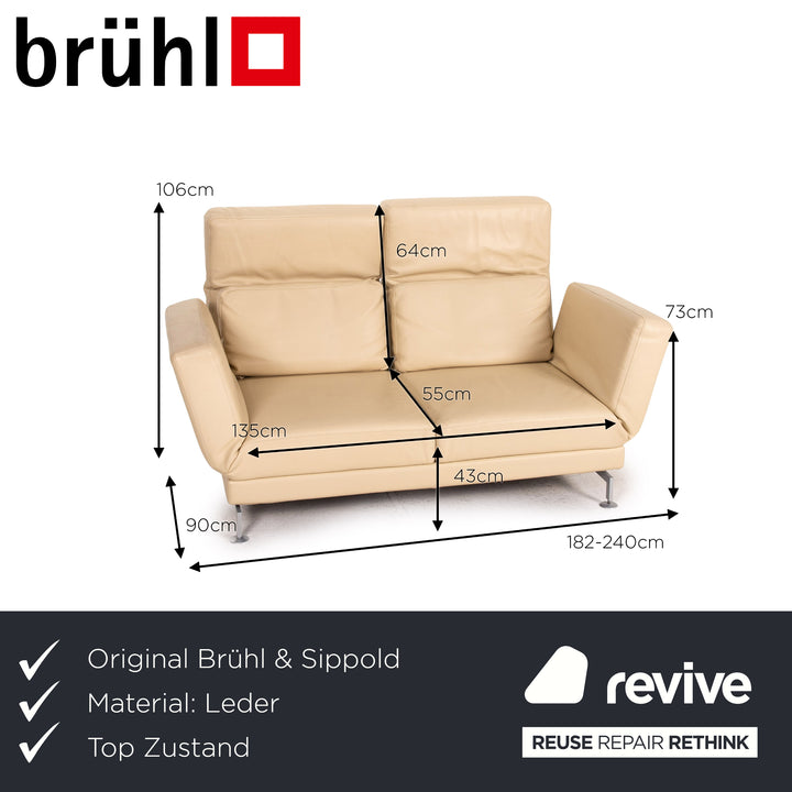 Brühl Moule Leder Sofa Creme Zweisitzer Funktion Relaxfunktion Couch