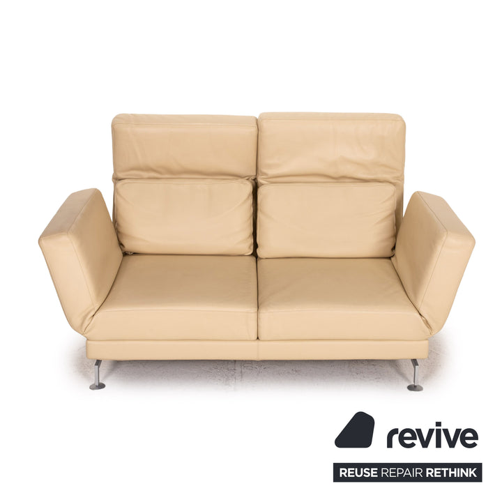 Brühl Moule Leder Sofa Creme Zweisitzer Funktion Relaxfunktion Couch