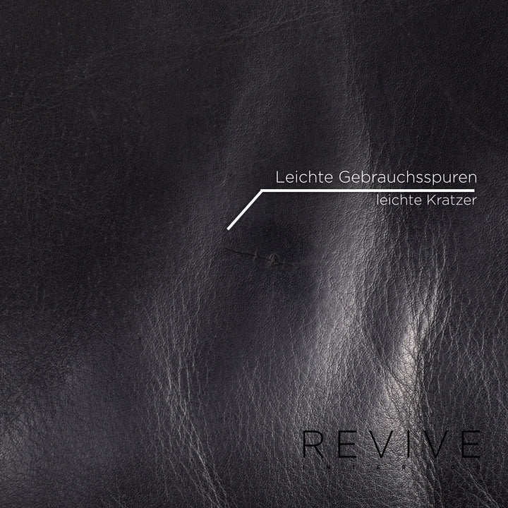 Brühl & Sippold Moule Leder Sofa Garnitur Schwarz Zweisitzer inkl. Funktion Hocker #13237