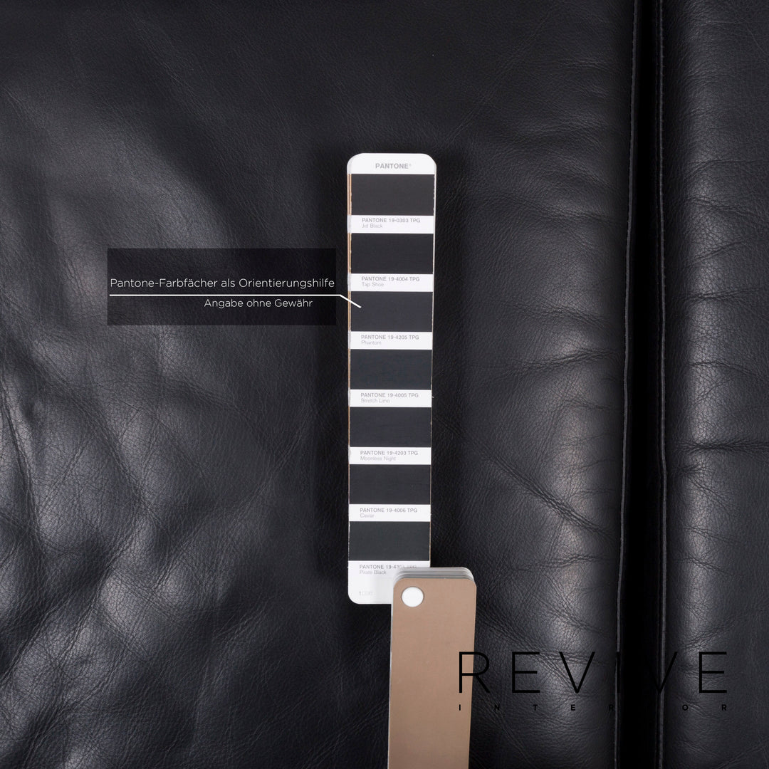 Brühl & Sippold Moule Leder Sofa Garnitur Schwarz Zweisitzer inkl. Funktion Hocker #13237