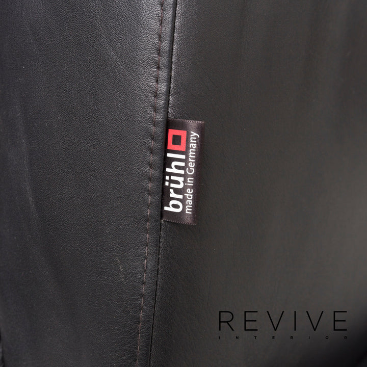 Brühl & Sippold Moule Leder Sofa Garnitur Schwarz Zweisitzer inkl. Funktion Hocker #13237