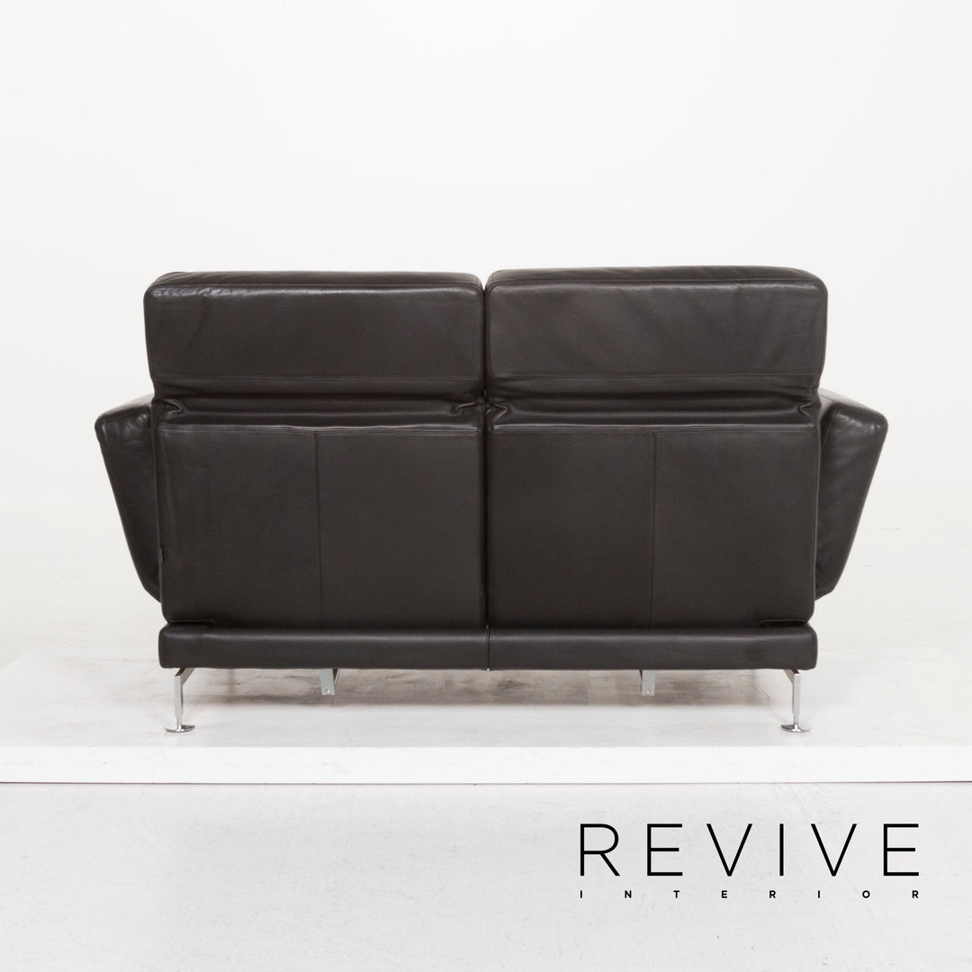 Brühl & Sippold Moule Leder Sofa Garnitur Schwarz Zweisitzer inkl. Funktion Hocker #13237