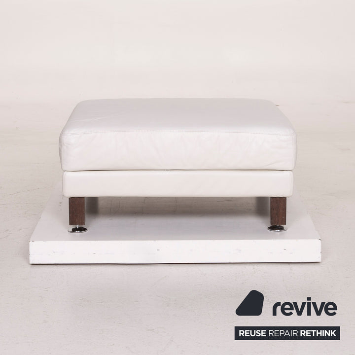 Brühl & Sippold Moule Leder Sofa Garnitur Weiß Dreisitzer Relaxfunktion Hocker #15222