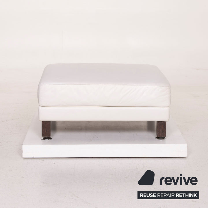 Brühl & Sippold Moule Leder Sofa Garnitur Weiß Dreisitzer Relaxfunktion Hocker #15222