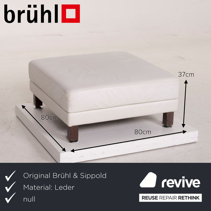 Brühl & Sippold Moule Leder Sofa Garnitur Weiß Dreisitzer Relaxfunktion Hocker #15222