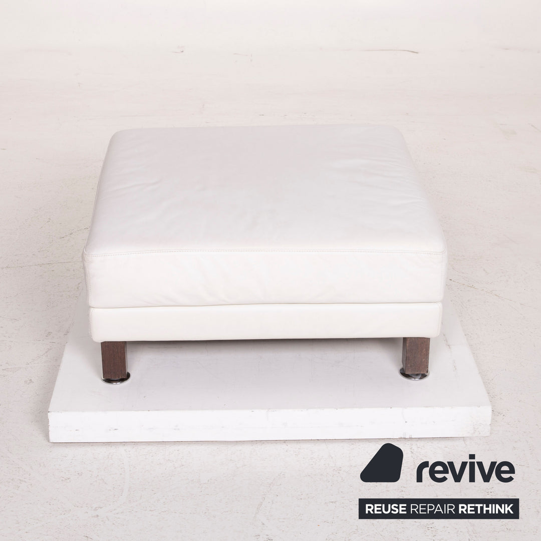 Brühl & Sippold Moule Leder Sofa Garnitur Weiß Dreisitzer Relaxfunktion Hocker #15222