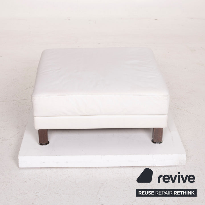 Brühl & Sippold Moule Leder Sofa Garnitur Weiß Dreisitzer Relaxfunktion Hocker #15222