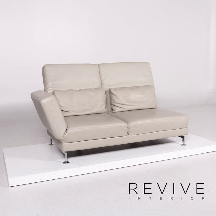 Brühl & Sippold Moule Leder Sofa Garnitur Grau 2x Zweisitzer 2x Hocker Funktion Relaxfunktion Couch #11887