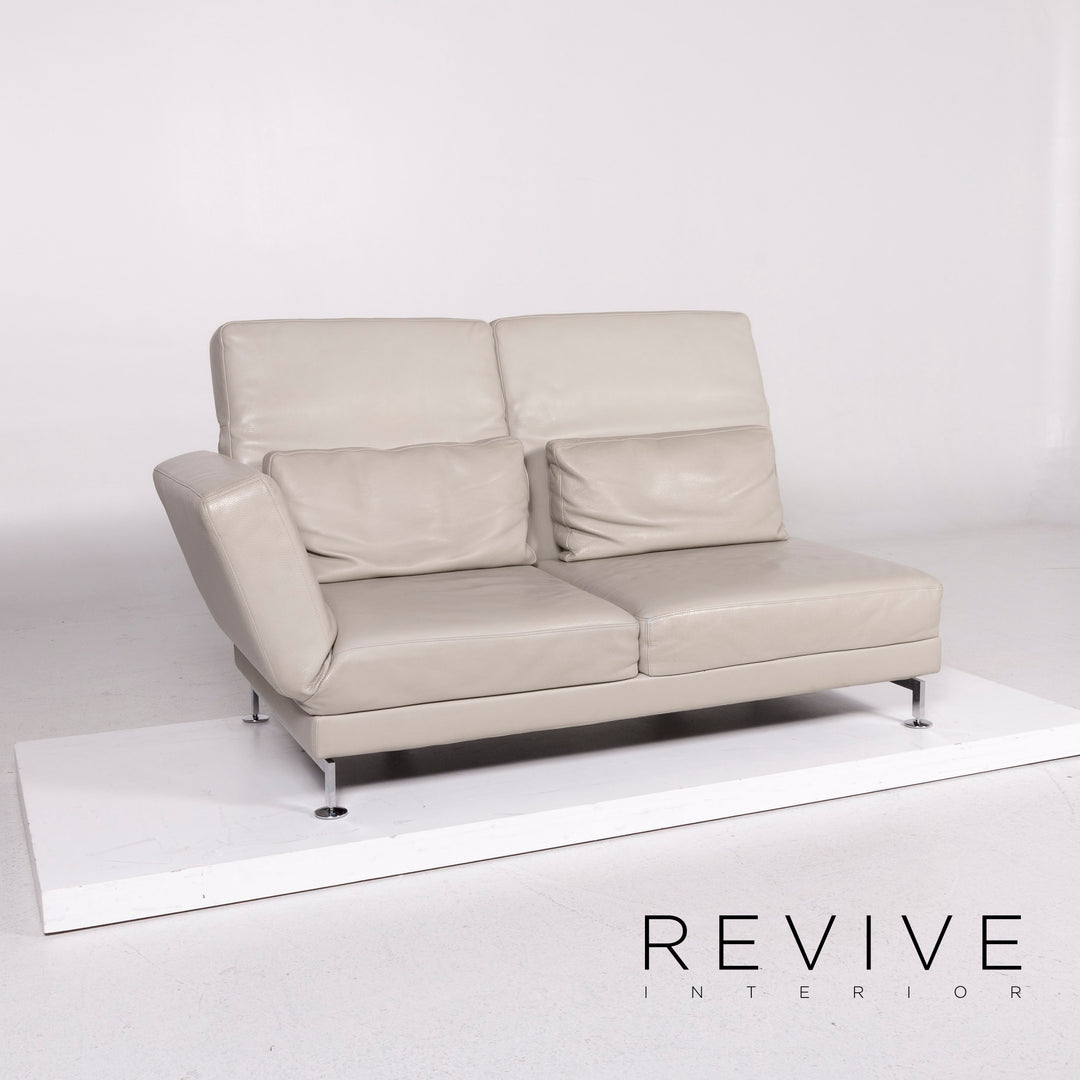 Brühl & Sippold Moule Leder Sofa Grau Zweisitzer Funktion Relaxfunktion Couch #11714