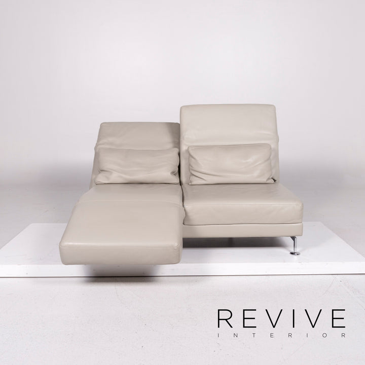 Brühl & Sippold Moule Leder Sofa Garnitur Grau 2x Zweisitzer 2x Hocker Funktion Relaxfunktion Couch #11887