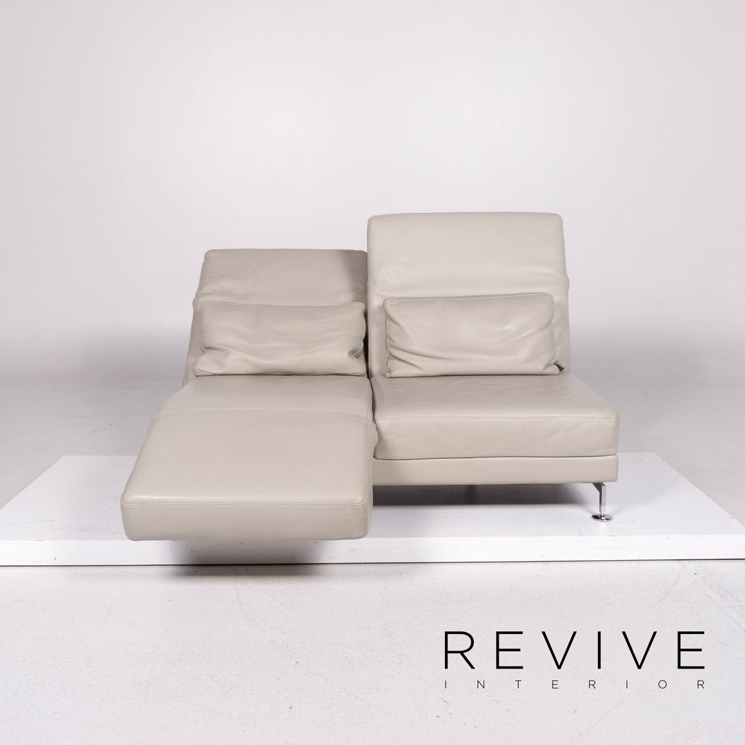 Brühl & Sippold Moule Leder Sofa Grau Zweisitzer Funktion Relaxfunktion Couch #11714