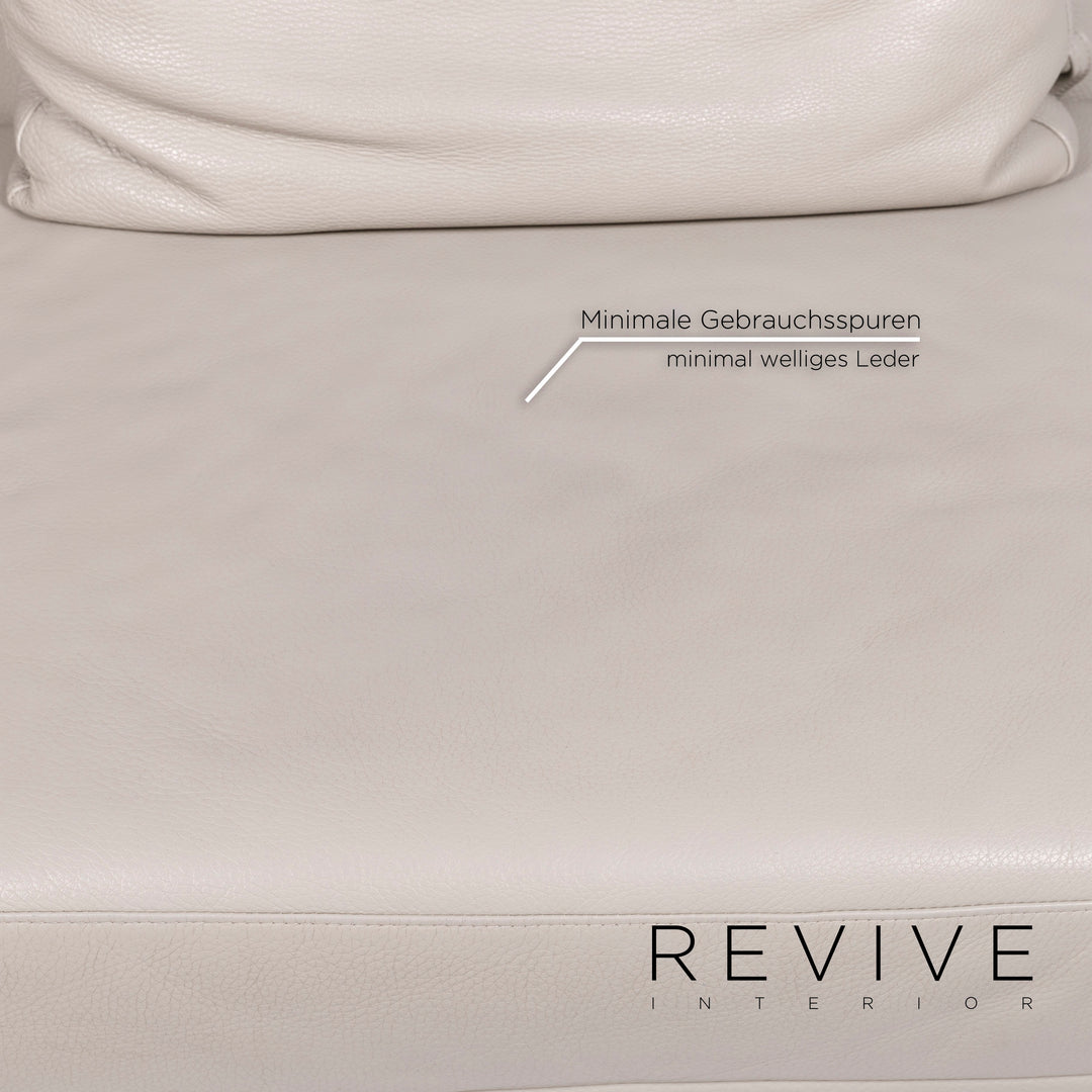 Brühl & Sippold Moule Leder Sofa Garnitur Grau 2x Zweisitzer 2x Hocker Funktion Relaxfunktion Couch #11887