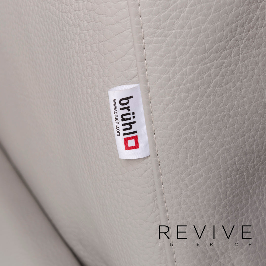 Brühl & Sippold Moule Leder Sofa Garnitur Grau 2x Zweisitzer 2x Hocker Funktion Relaxfunktion Couch #11887