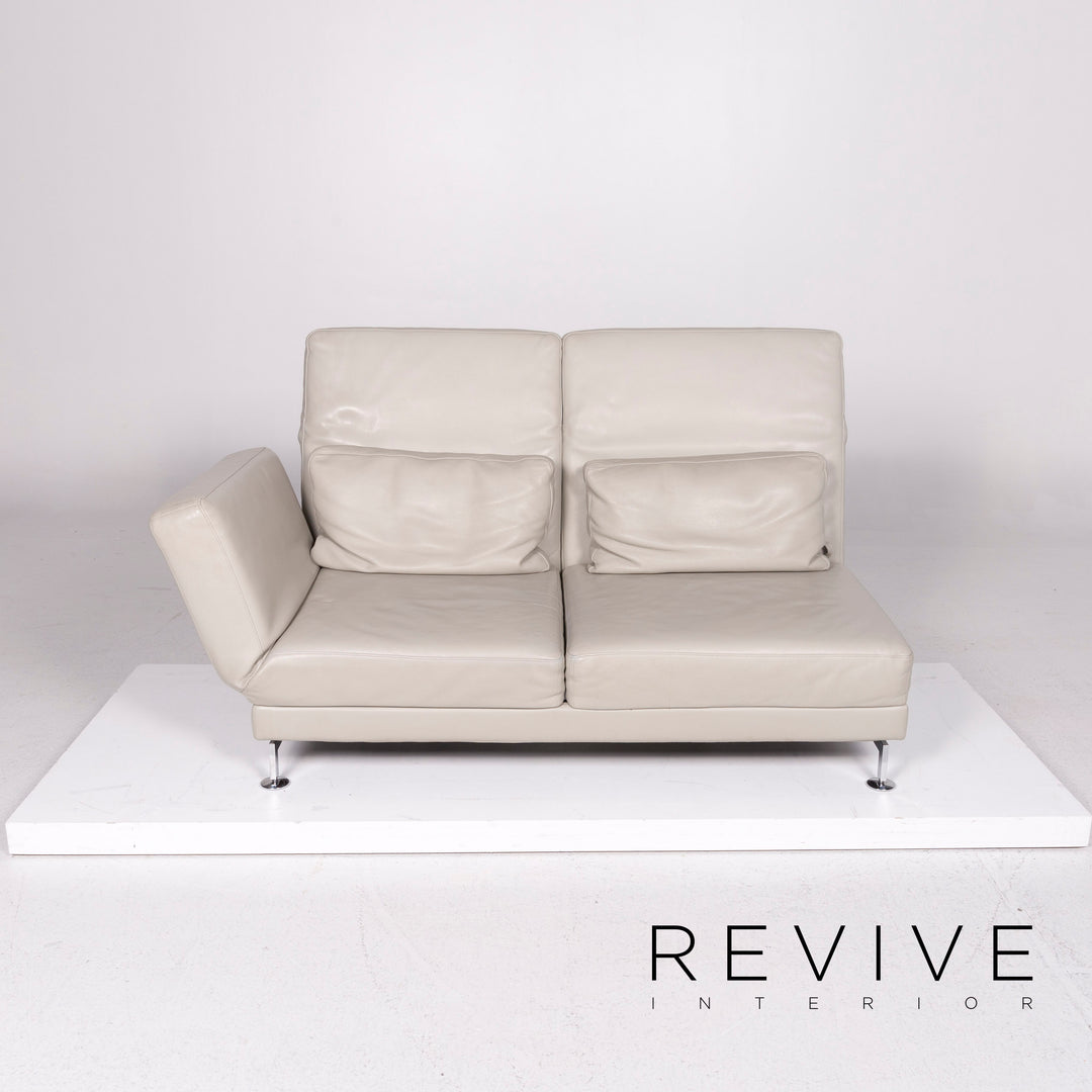 Brühl & Sippold Moule Leder Sofa Garnitur Grau 2x Zweisitzer 2x Hocker Funktion Relaxfunktion Couch #11887