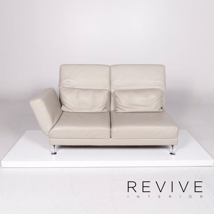 Brühl & Sippold Moule Leder Sofa Garnitur Grau 2x Zweisitzer 2x Hocker Funktion Relaxfunktion Couch #11887