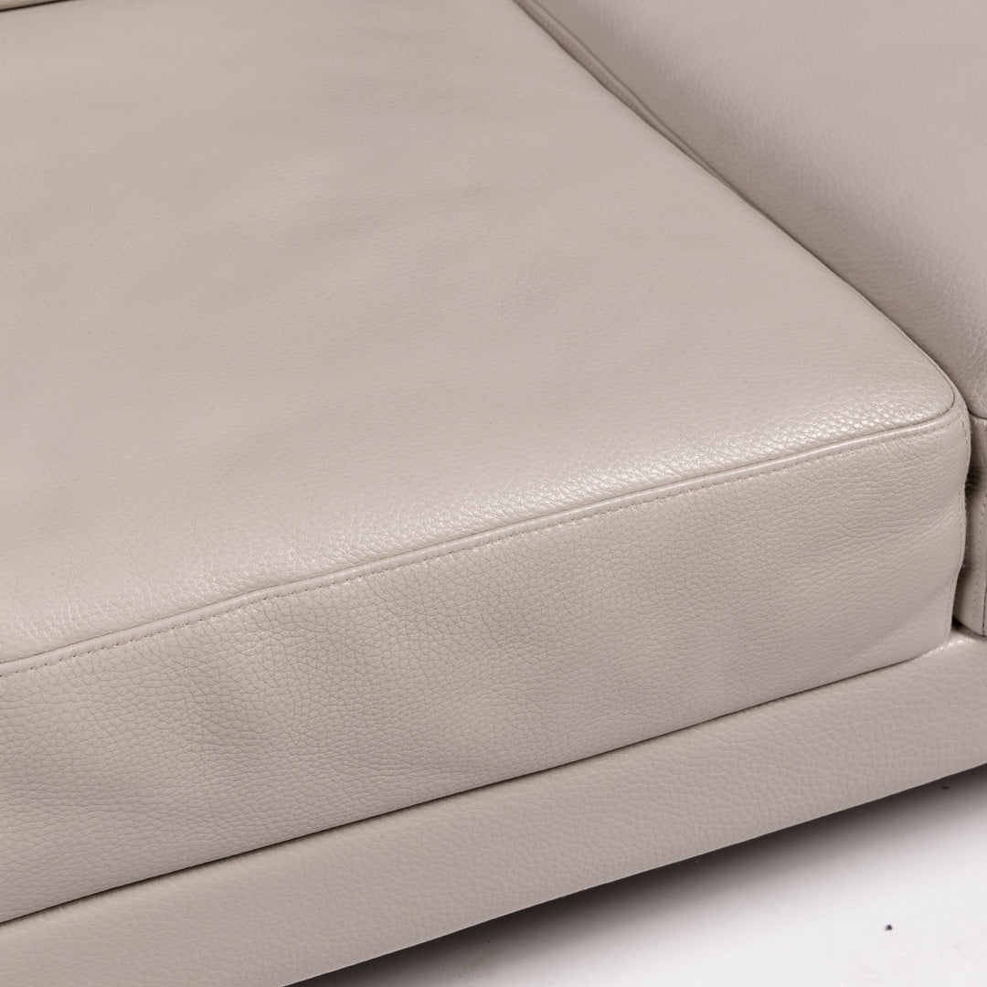 Brühl & Sippold Moule Leder Sofa Garnitur Grau 2x Zweisitzer 2x Hocker Funktion Relaxfunktion Couch #11887