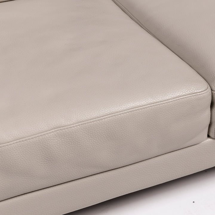 Brühl & Sippold Moule Leder Sofa Garnitur Grau 2x Zweisitzer 2x Hocker Funktion Relaxfunktion Couch #11887