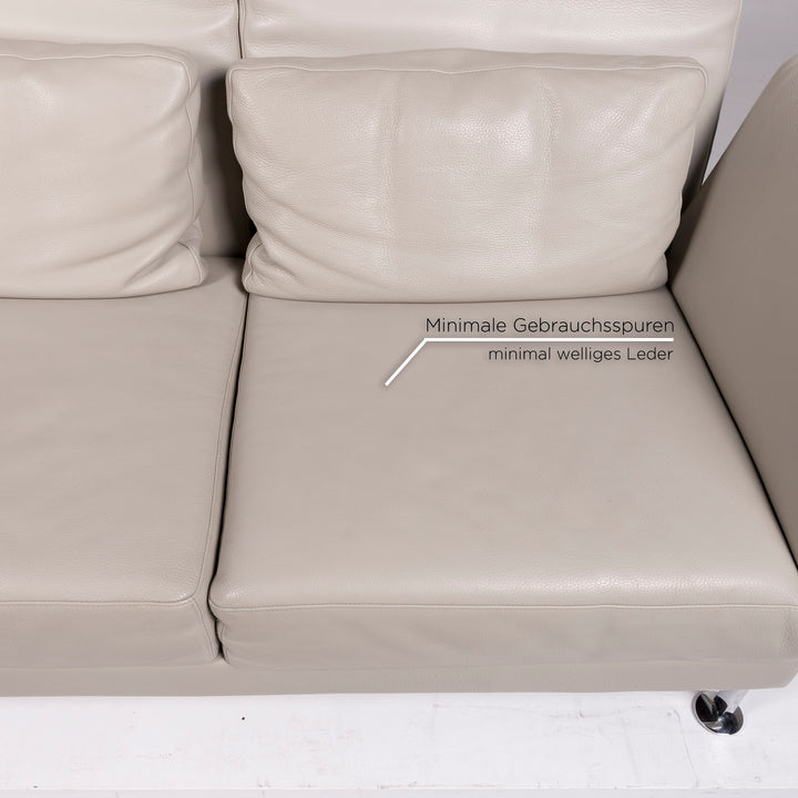 Brühl & Sippold Moule Leder Sofa Garnitur Grau 2x Zweisitzer 2x Hocker Funktion Relaxfunktion Couch #11887