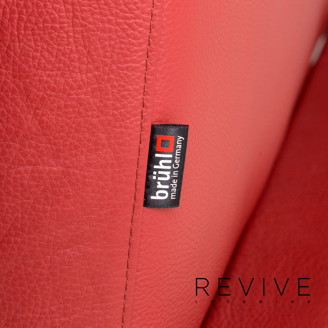 Brühl & Sippold Moule Leder Sofa Rot Schlaffunktion Schlafsofa Funktion Relaxfunktion Couch #12723