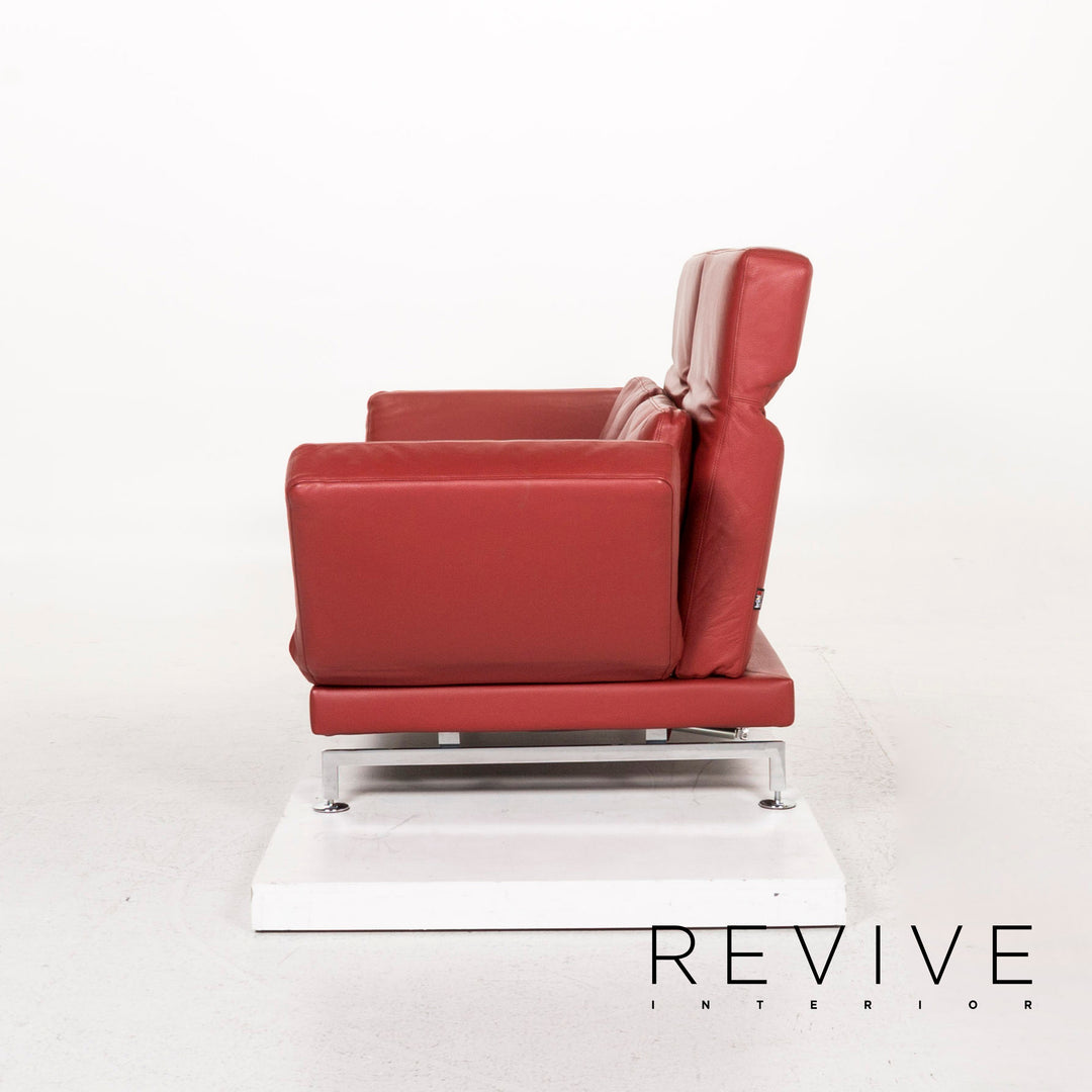 Brühl & Sippold Moule Leder Sofa Rot Schlaffunktion Schlafsofa Funktion Relaxfunktion Couch #12723