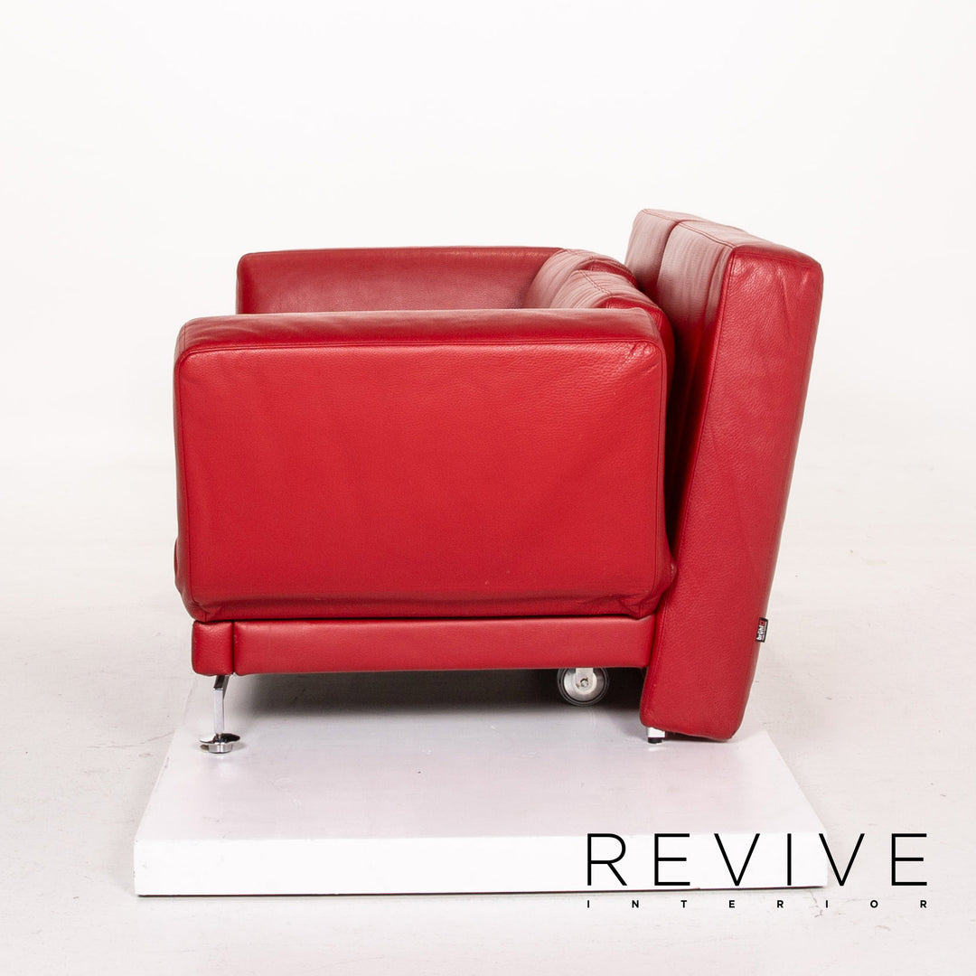 Brühl & Sippold Moule Leder Sofa Rot Zweisitzer Funktion Schlafsofa Schlaffunktion Relaxfunktion #14368