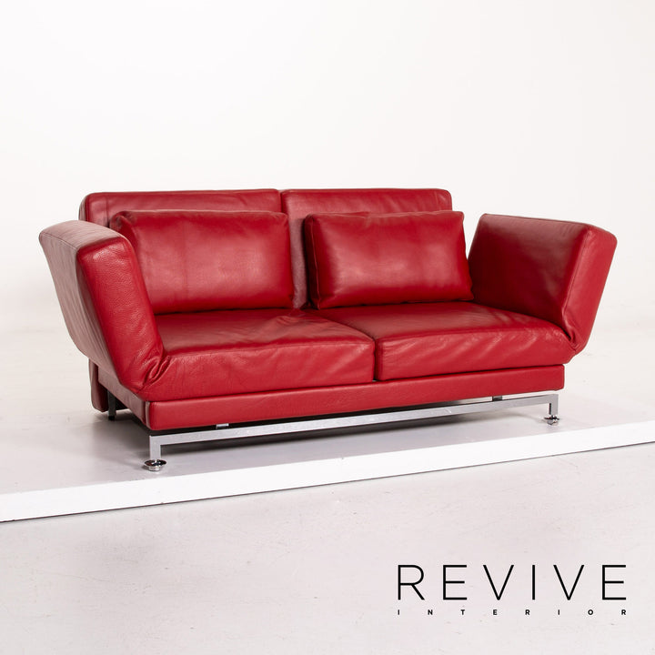 Brühl & Sippold Moule Leder Sofa Rot Zweisitzer Funktion Schlafsofa Schlaffunktion Relaxfunktion #14368