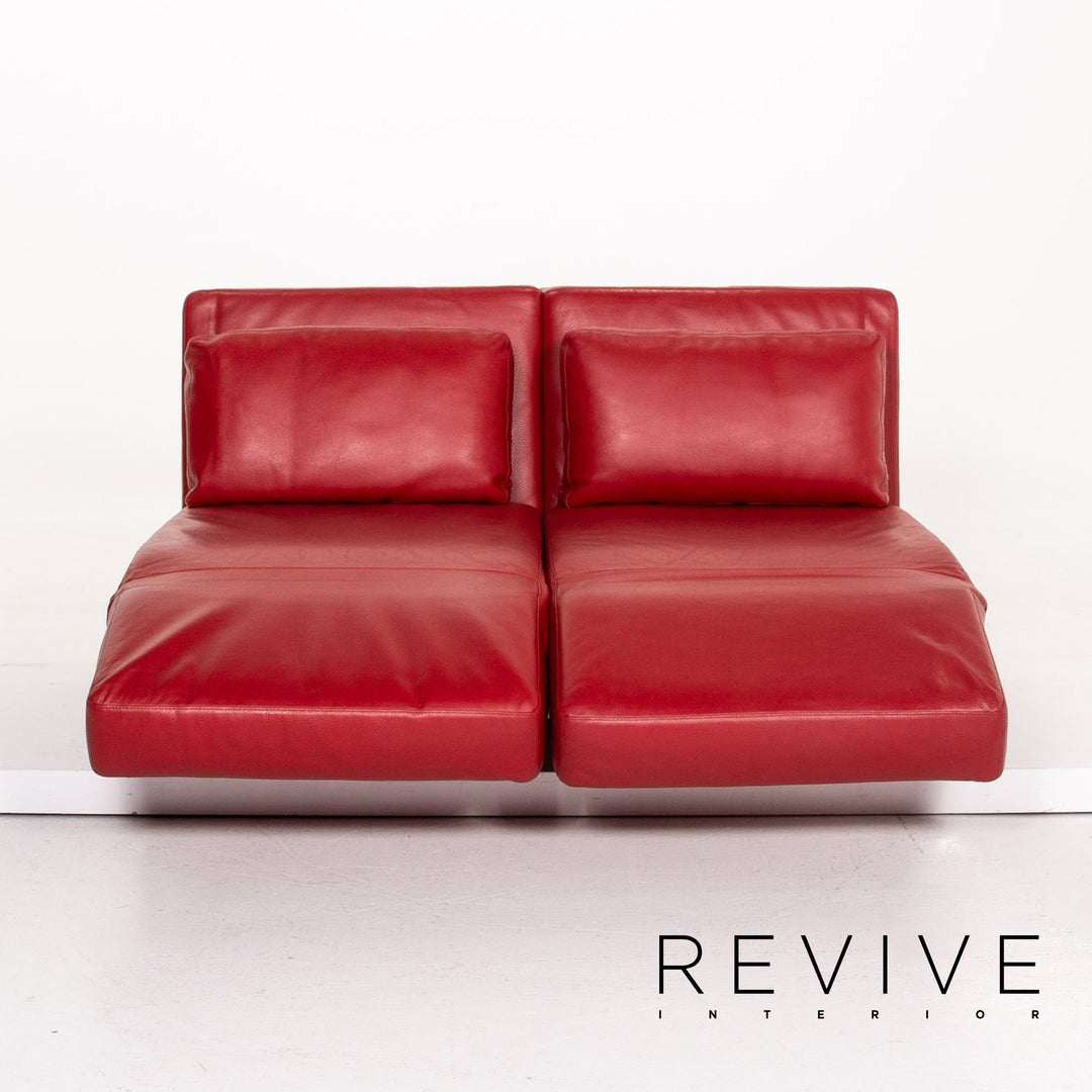 Brühl & Sippold Moule Leder Sofa Rot Zweisitzer Funktion Schlafsofa Schlaffunktion Relaxfunktion #14368