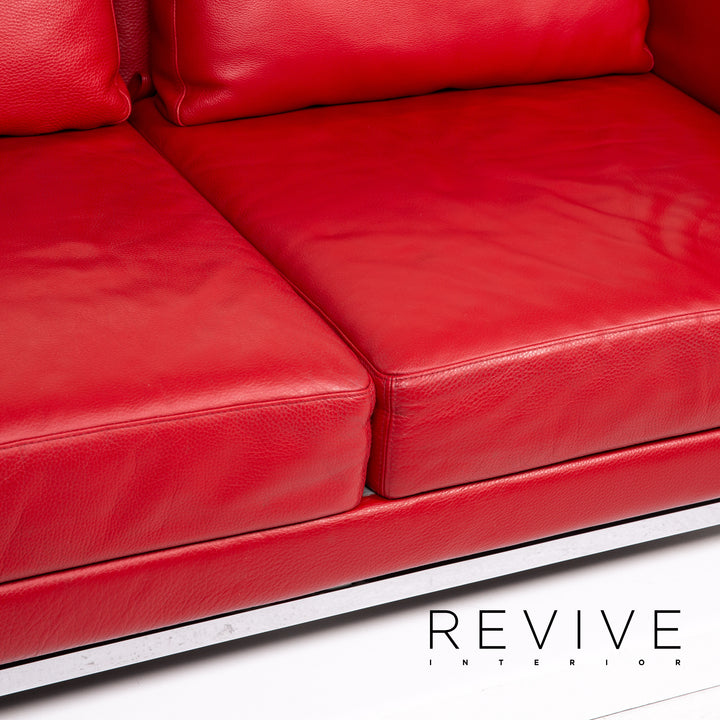 Brühl & Sippold Moule Leder Sofa Rot Zweisitzer Funktion Schlafsofa Schlaffunktion Relaxfunktion #14368