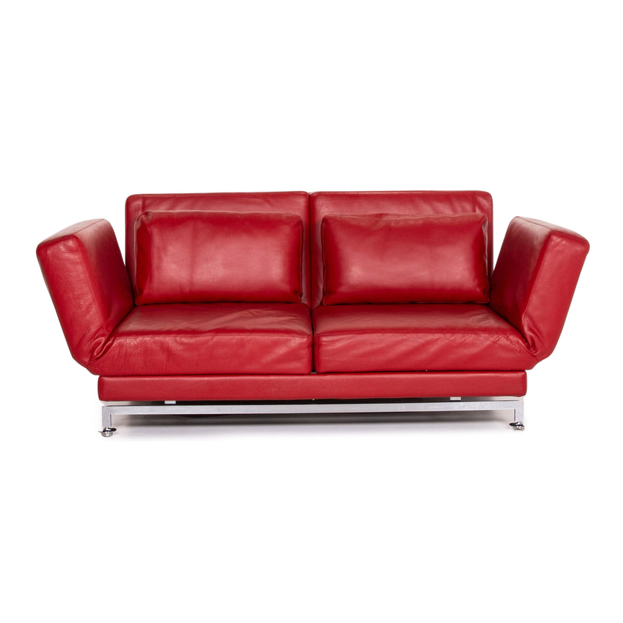 Brühl & Sippold Moule Leder Sofa Rot Zweisitzer Funktion Schlafsofa Schlaffunktion Relaxfunktion #14368