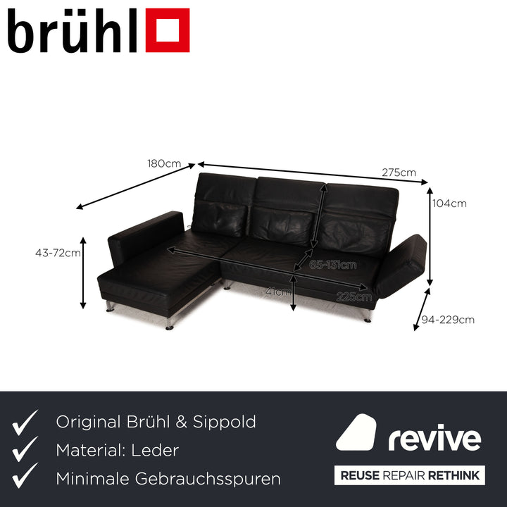 Brühl Moule Leder Sofa Schwarz Ecksofa Couch Funktion