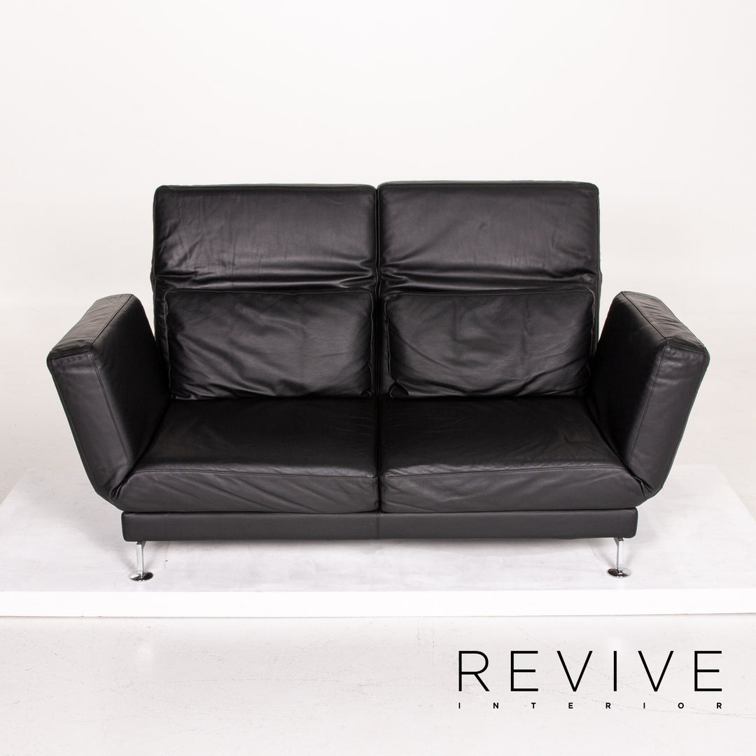 Brühl Moule Leder Sofa Schwarz Schlafsofa Relaxfunktion Funktion Schlaffunktion #14216